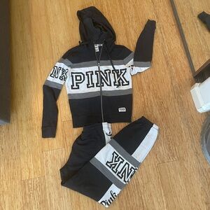Black and Gray VS PINK Hoodie and Joggers Set
